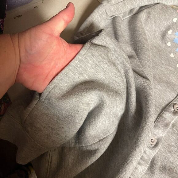 Vintage Blair Hearts Printed Sweatshirt Cardigan W/ Pockets Size XL - Picture 9 of 10